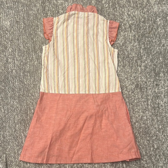 Mario Valentino girls multi stripe drop waist linen Dress 120- 5/6 - Picture 5 of 5